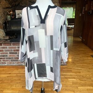 Chicos Sheer Geometric Patterned Women's Top